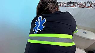 Paramedics sneak passionate sex in hospital bathroom hideaway