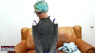exotic nerdy coed raven's shaved wet twat fingered then ass pounded hard
