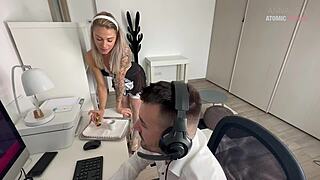 dude, your blonde wife moans loud getting creampied rough while you're on that work call