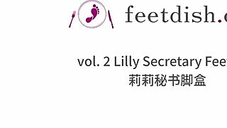 Lilly secretary feet teased in tight box