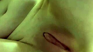 amateur stuffs panties in wet pussy to masturbate