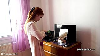 WOW, Beautiful Naked Redhead Karolinka Applies Makeup So Teasingly!