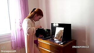 WOW, Beautiful Naked Redhead Karolinka Applies Makeup So Teasingly!