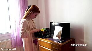 WOW, Beautiful Naked Redhead Karolinka Applies Makeup So Teasingly!