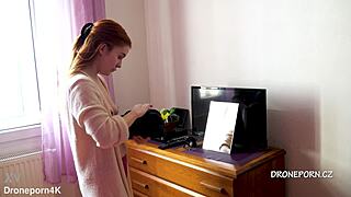 WOW, Beautiful Naked Redhead Karolinka Applies Makeup So Teasingly!