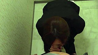 japanese secretary sucks old boss at public toilet