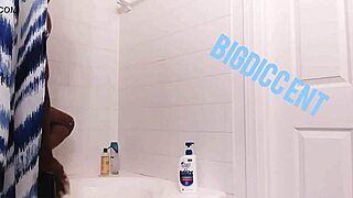 stroking his hard dick in the shower