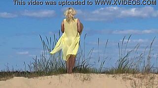 Mommy on beach 3 shows curvy mature exhibitionist