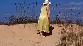 Mommy on beach 3 shows curvy mature exhibitionist
