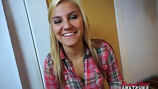 blonde kinky coed bailey gets naked and swallows big cumshot