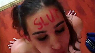Slut With Lipstick Sucking Cock And Gets Face Fucked