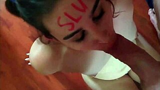 Slut With Lipstick Sucking Cock And Gets Face Fucked