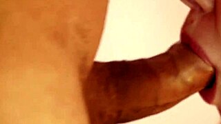 Juicy sloppy blowjob close-up creampie