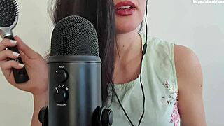 Brushing my long hair then inserting it in pussy