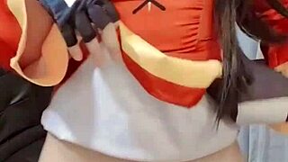 Megumin rubs her tight pussy