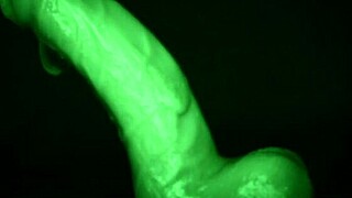 sticky slimy handjob tease with gloves and dildo