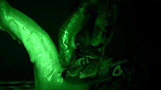 sticky slimy handjob tease with gloves and dildo