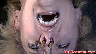 Bigtitted sub gagged and caned by her maledom