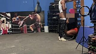 Gym trainer pounds wet brunette ass