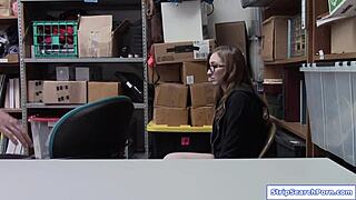 store officer face fucks teen shoplifter in the office