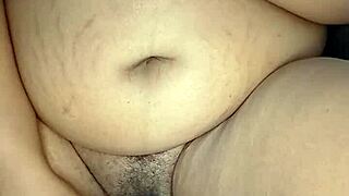Ebony stepmother masturbates her big wet pussy hard