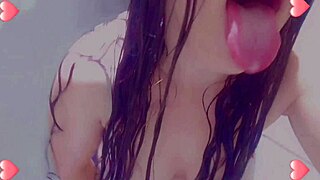 Totally wet horny student taking a shower and masturbation