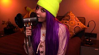 Moona performs asmr ear licking with slow tongue