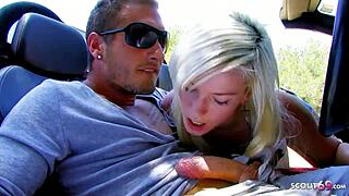 Milky big tits teen fucks outdoors