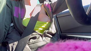 italian big tits milf artemisia love flashes nipples while driving