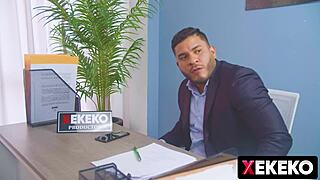 venezolana culona y tetona va a entrevista de trabajo y la termina follando