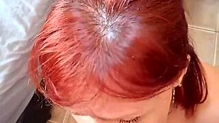Squirting cum all over the face of the naughtiest redhead ive ever met