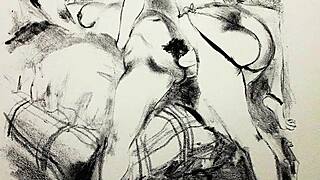 vintage erotic art display
