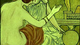 Vintage erotic art piece on display