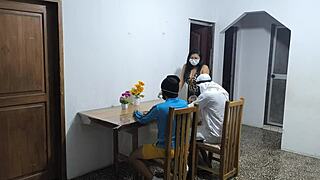 a latino and his arab friend are on a business visit to colombia the extravagant latino fucks the waitress who serves them