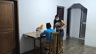 a latino and his arab friend are on a business visit to colombia the extravagant latino fucks the waitress who serves them