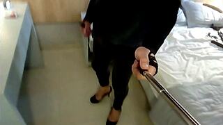Dildo In The Vagina Penis In The Anus And The Other End In The Anus Of A Man Wearing Womens Clothing Pegging