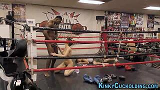 Cuckolding Boxer Babe Humiliates Old Cock