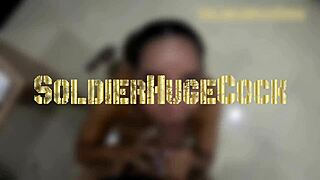 gaby jimenez sucks huge soldier cock and swallows