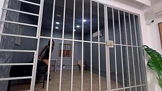 horny slut lets cop fuck her quick in prison