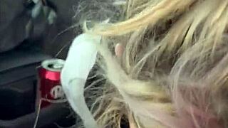 streetwalker sucks cum off guys dick after facial outdoors
