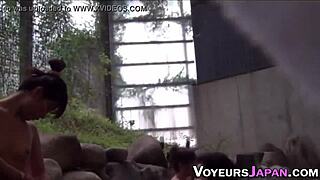 asian teen 18+ is showering naked on hidden cam outdoors