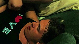 Hot babe receives anal fingering with prostate milking face slapping and huge facial