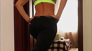Home isolating he fucks me during my yoga hour with creampie