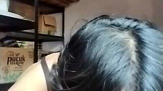 Asian ladyboy enjoys solo time in her office