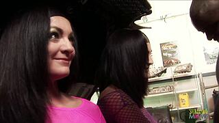 Instead of repairing the car the brunette milfs with big tits have doggy style in an interracial foursome