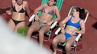 Argentinian neighbors sunbathe on terrace