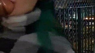 Friend gives balcony blowjob before hard fuck