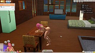 A gustava rebola gostoso e chaqualhando o bumbum enquanto esta na mesa the sims 4