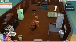 A gustava rebola gostoso e chaqualhando o bumbum enquanto esta na mesa the sims 4