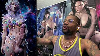 transgender stella jerks her girl cock and cums